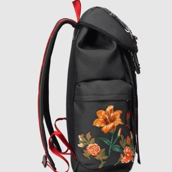 HOST PICK 🥳GUCCI Techno Canvas Web L'Aveugle Par Amour Embroidered Backpack NEW - Picture 4 of 9